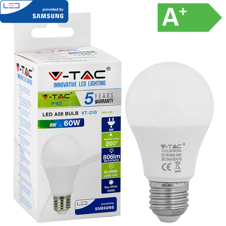 V-TAC LED ŽARULJA A58/9W/4000K/806lm/220-240V/E27