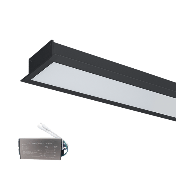 LED PROFIL UGRADNI S48 20W 4000K CRNI + PANIK MODUL
