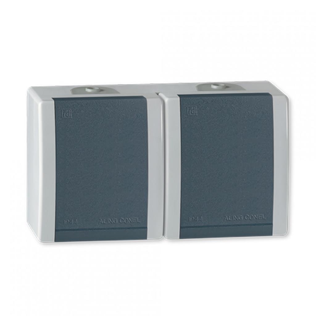 PRIKLJUČNICA ŠUKO OG - DUPLA - IP44 - 16A - PC - JEZGRA SIVA - ALING