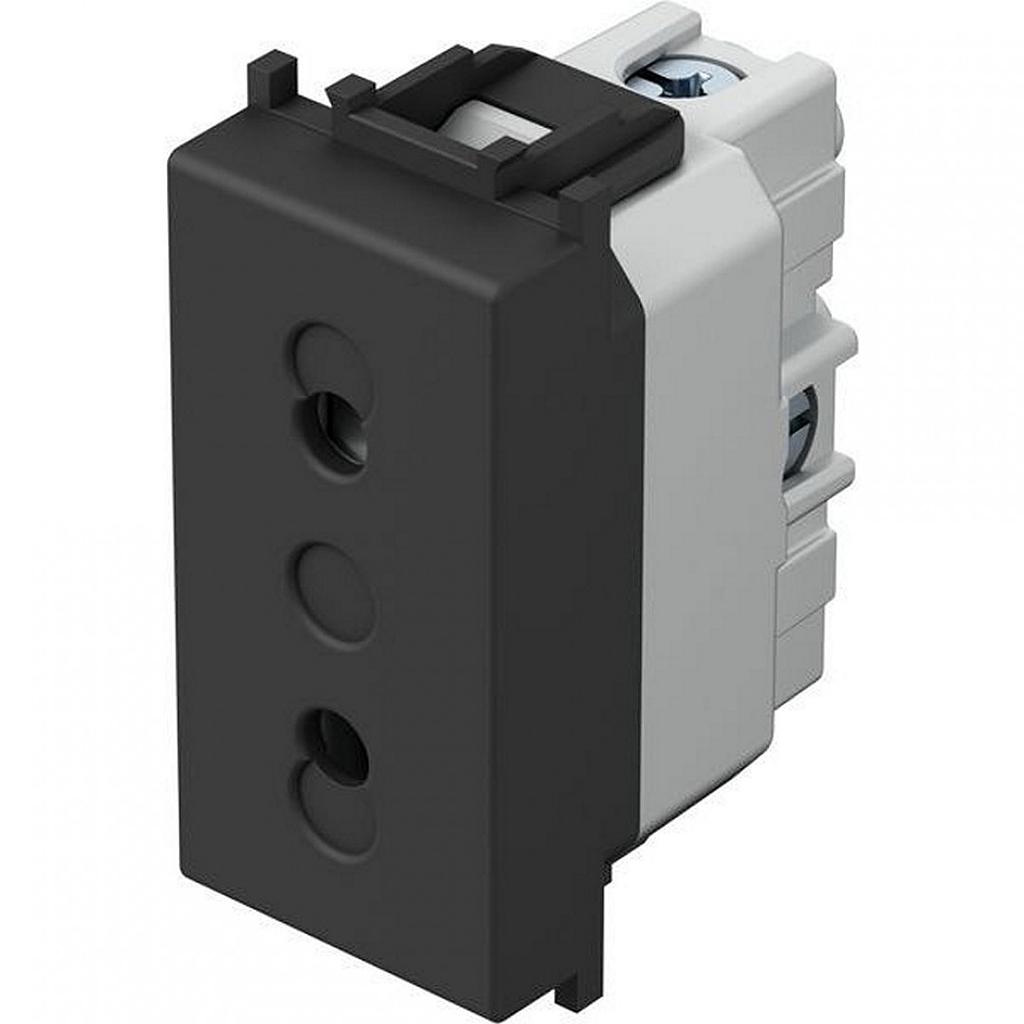 TEM ČATEŽ PRIKLJUČNICA EURO - 2P - 1 MODUL - CRNA