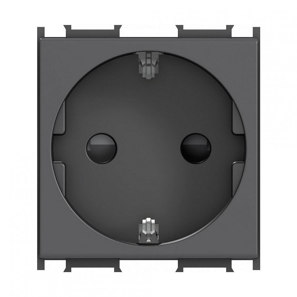 TEM ČATEŽ PRIKLJUČNICA ŠUKO - 2P+E - 2 MODULA - ANTRACIT