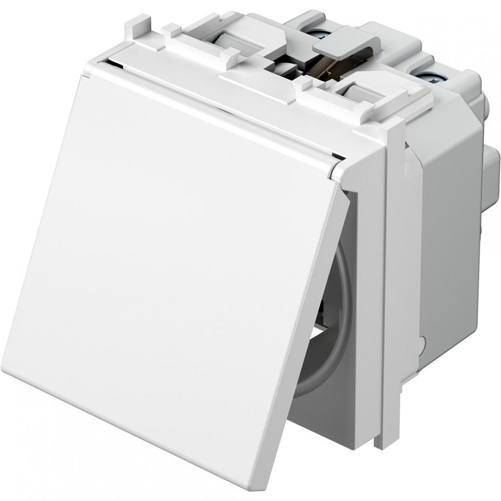 TEM ČATEŽ PRIKLJUČNICA ŠUKO SA POKLOPCEM - 2P+E - 2 MODULA - BIJELI