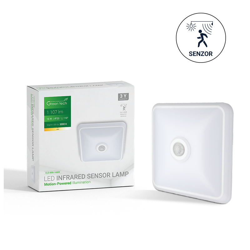LED plafonjera sa senzorom Green Tech 16W, 3000K, bijela boja