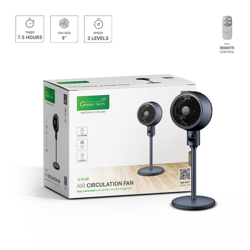 Ventilator s postoljem Green Tech 35W, 9&quot;, timer